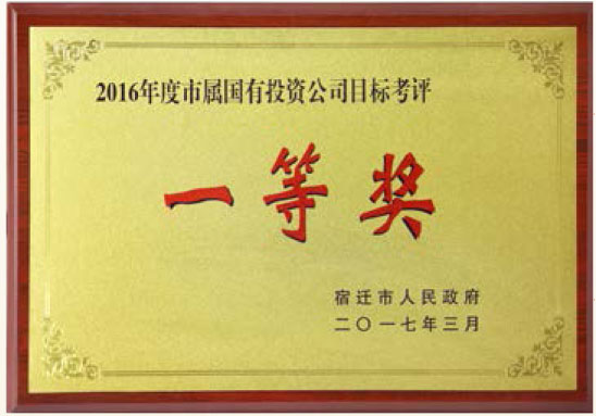 2016年度市屬?lài)?guó)有投資公司目標(biāo)考核一等獎(jiǎng)